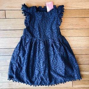 🆕 Girls Navy Blue Lace Dress NWT